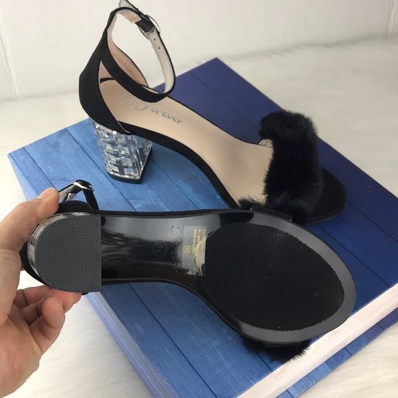 Black  Clear Chunky Heels Strapped - Picture 6 of 6